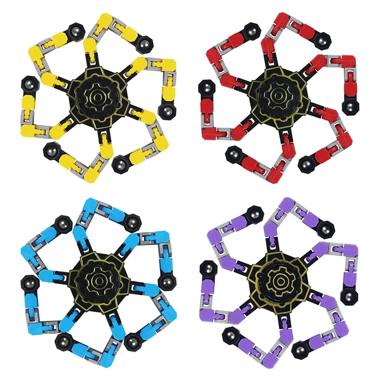 Creative Spinning Top Fidget Toy Transformable Chain Mechanical Gyro DIY Deformable Chain Anti Stress Fingertip Spinner