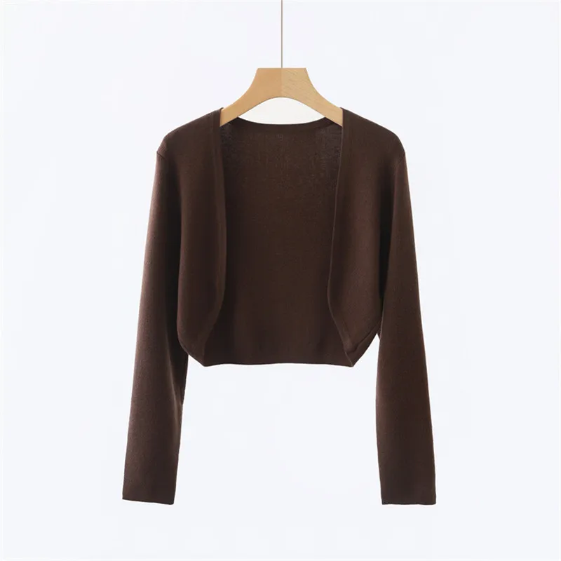 High Quality Wool Cardigan Coats Girls Knitwear Slim Open Front Short Cardigans Knitted Sweaters Plain Cropped Tops For Women