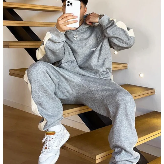 BILLIONS 2022 plain organic cotton tracksuit for men sweatsuits 100% cotton sweat suit