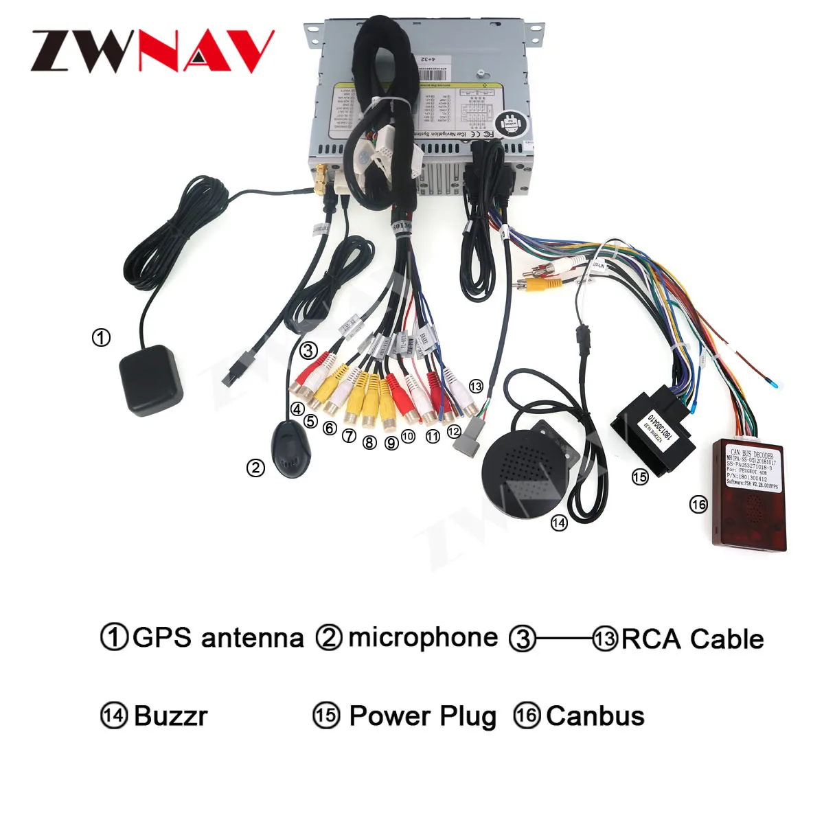 ZWNAV Android 10 Car Radio For Citroen C4 C4L DS4 2011 - 2016 Central Multimedia DVD Player Tape Recorder Head Unit 4+64G