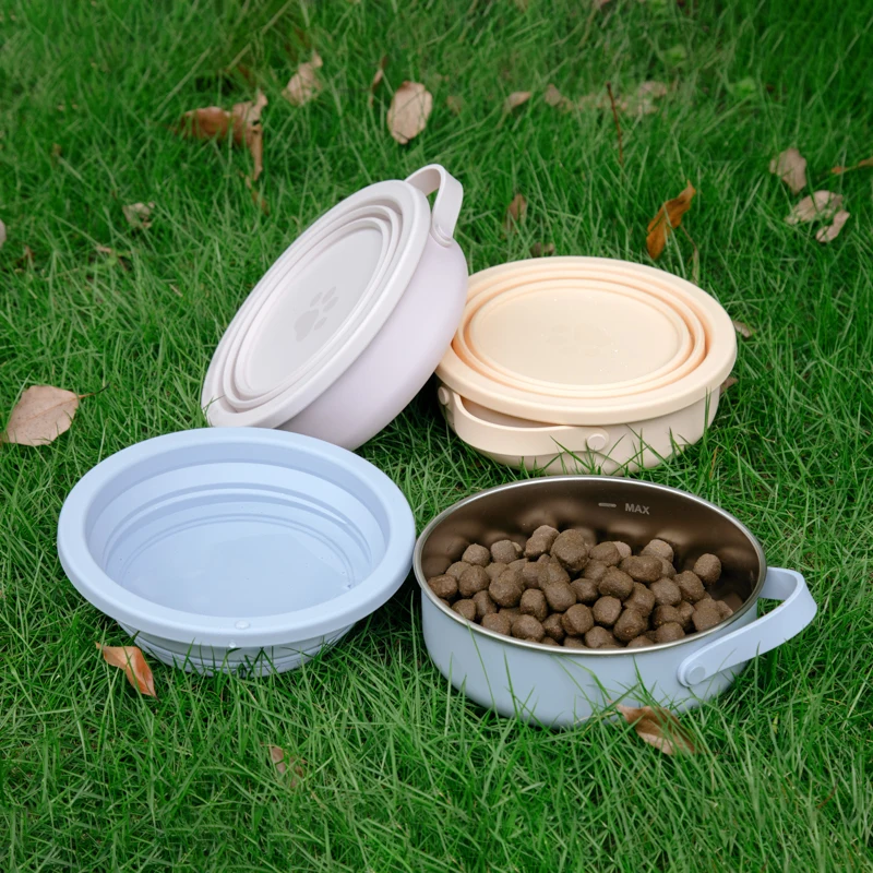 2024 Christmas Black Friday 2 in 1 New Dog Bowl feeder 30 oz Stainless Steel Pet Feeding Dog bowl with silicon lid bowl