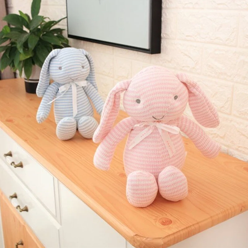 
Gift Toy Kids Pink Blue Stuffed Toy Knit Doll Baby Crochet Bunny Toy 