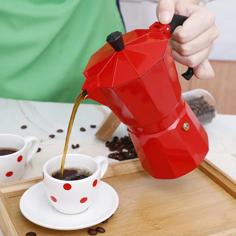 3 чашки moka горшок красный черный холодный напиток Кофеварка smart coffee mocha cot