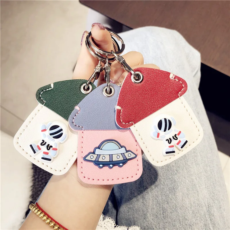 Astronaut Image Access Card Elevator Card Bus Subway Card Sleeve Leather Protective Sleeve Keychain