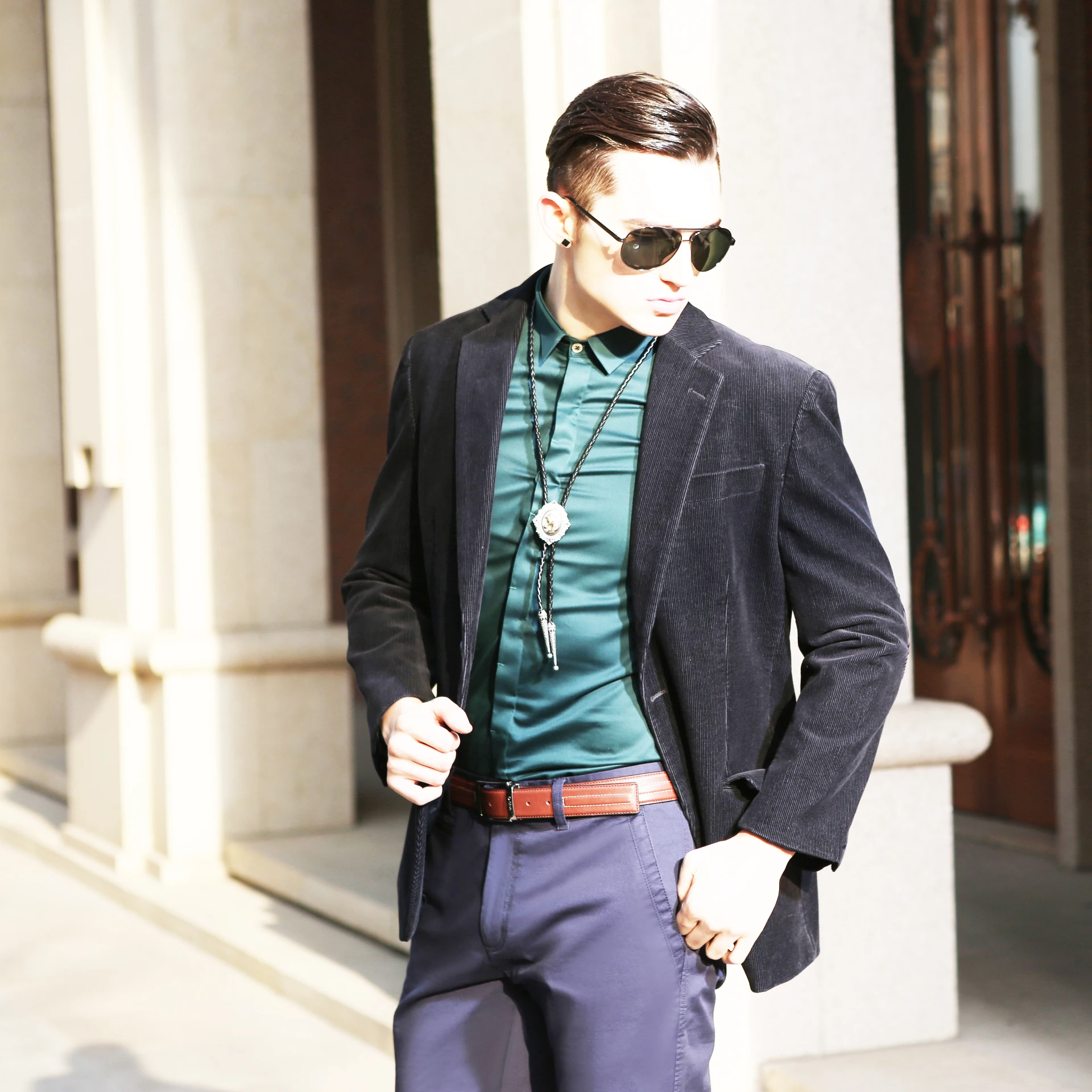 Manufacturer custom made cotton corduroy fabric casual men suit jacket single breasted blazer