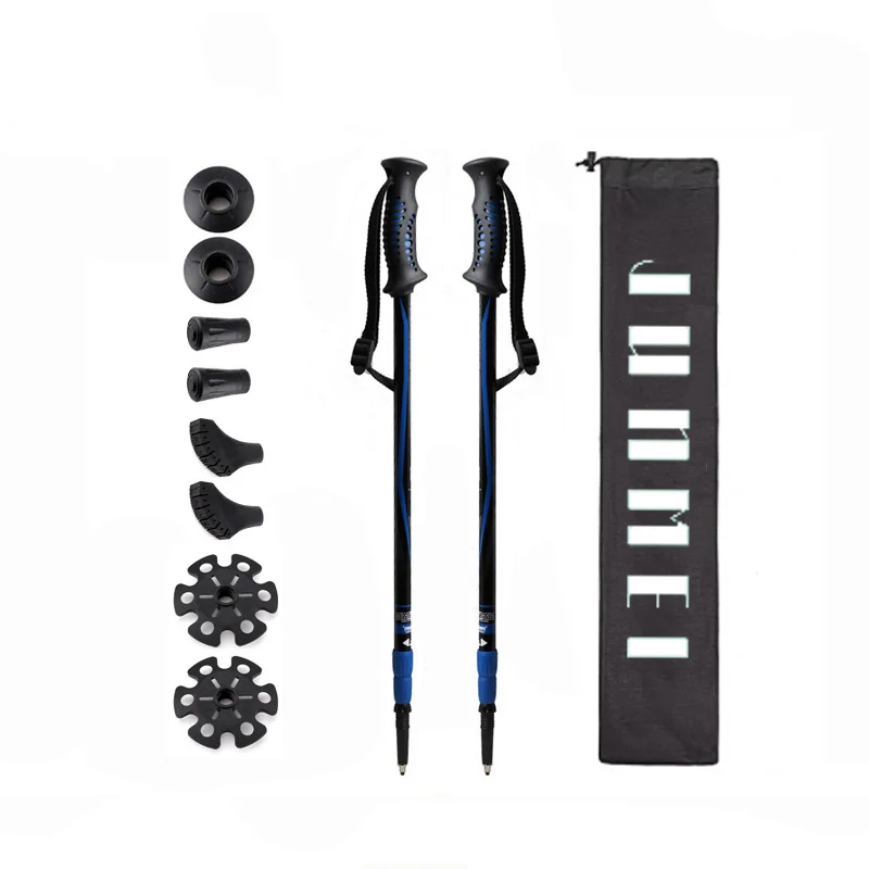 High Quality Endurable Aviation Aluminum Foldable Trekking Poles Collapsible Walking Sticks For Mountaineering Activities