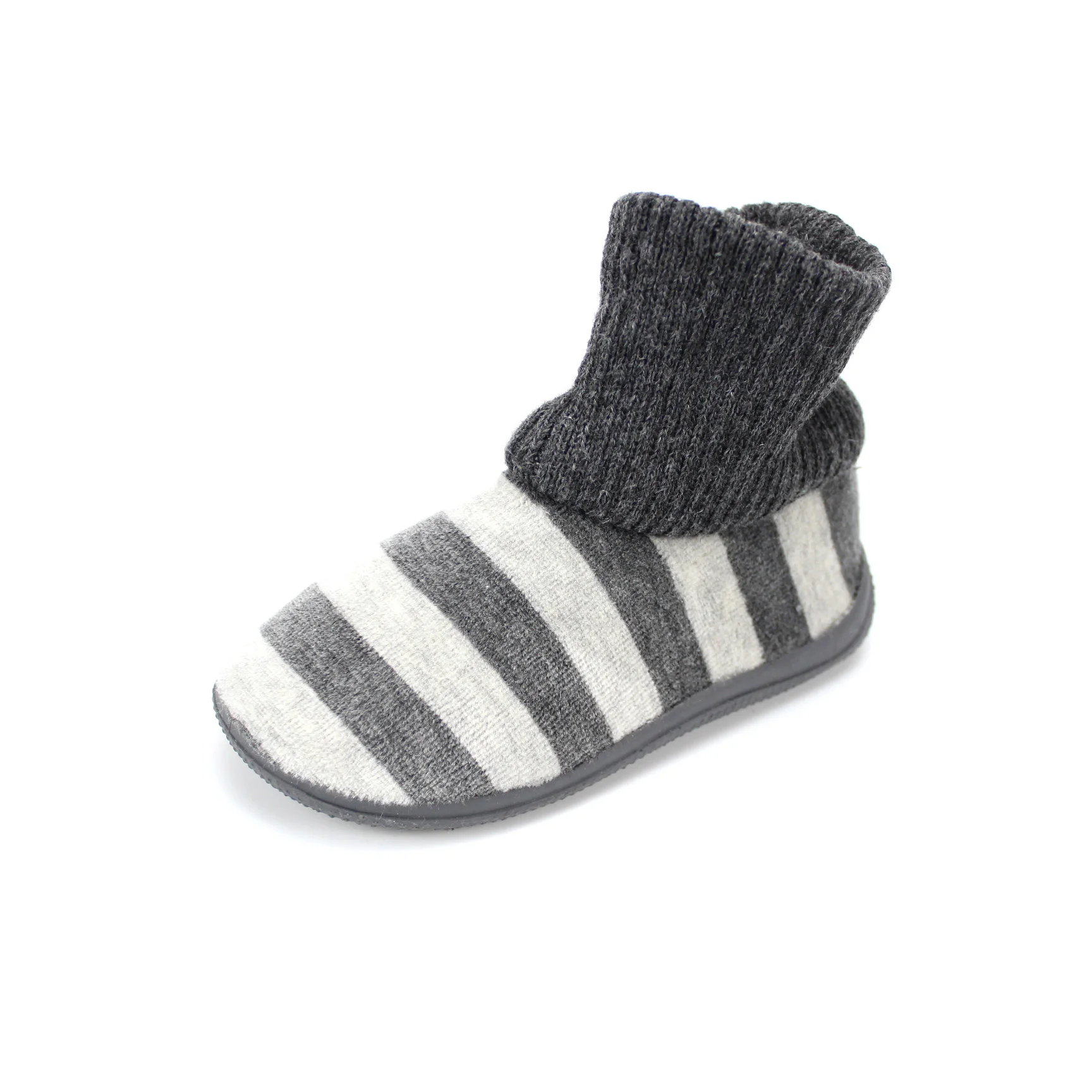 
Wholesale OEM soft sole antislip light weight grey stripe indoor baby boot slipper for boys 