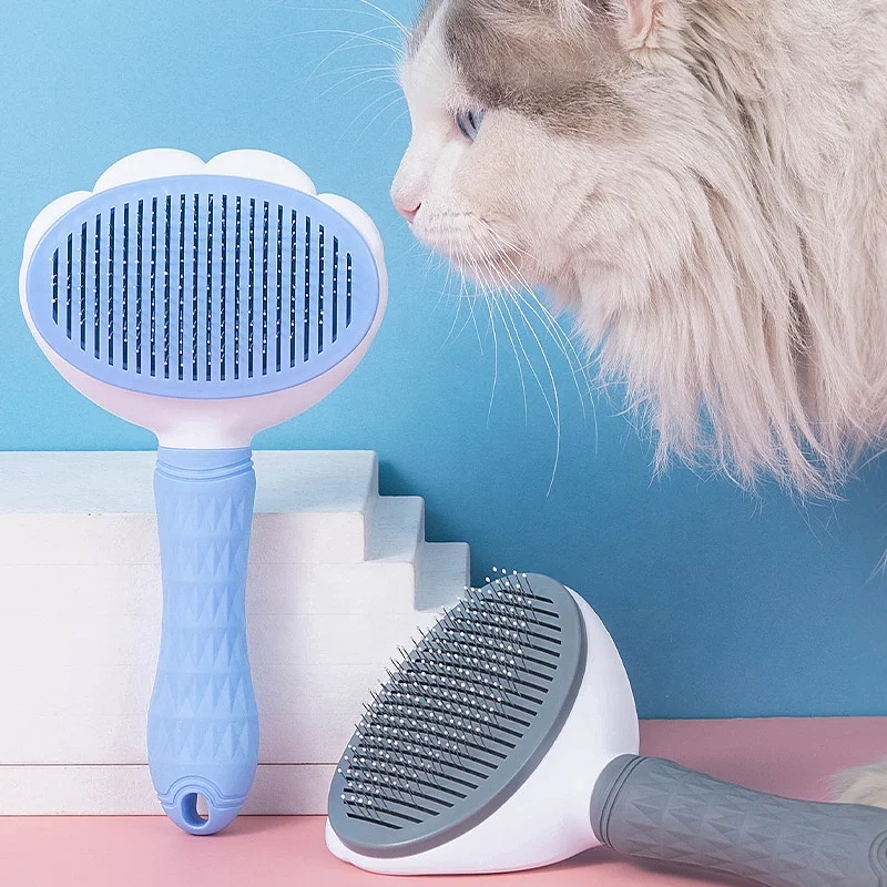 Pet Grooming Brush Self Cleaning Automatically Dog Cat Slicker Brush Remove Dog Hairs Pet Comb