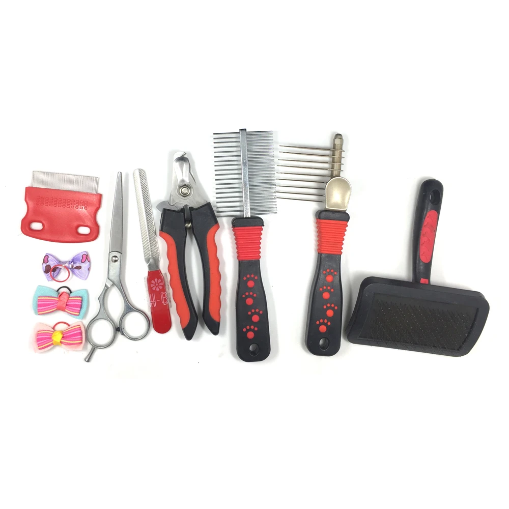 Hot Selling Pet Grooming Tool Set Deshedding Shell Comb Slicker with Dog Cat Nail Clippers And Trimmer Cheap Pet Hair Clipper