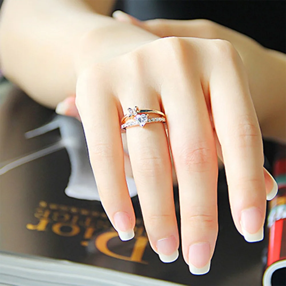 Custom Stone Color Jewelry Women Clover Heart Ring Sterling Silver 925 Rings