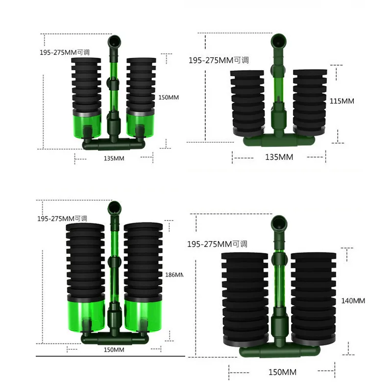 Wholesale Shrimp Fish Aquarium Bio Sponge Fill Filter Media Air Pump Hang Style Bio Sponge Filter For Aquarium