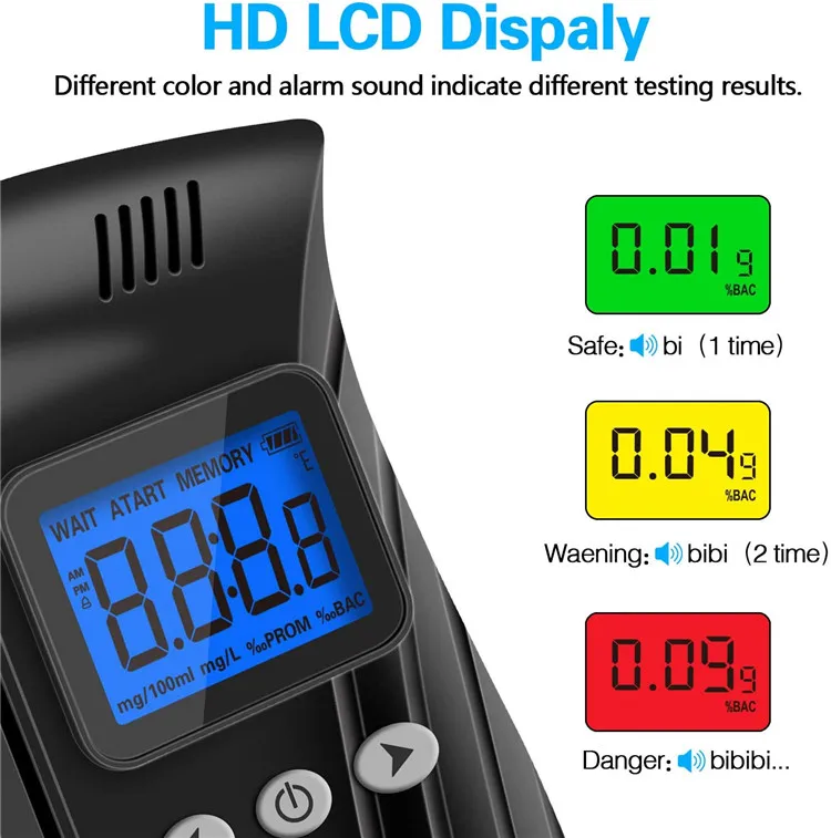High Accurate Breathalyzer with LCD Digital Display Wholesale Alcohol Checker Alcohol Breathalyzer