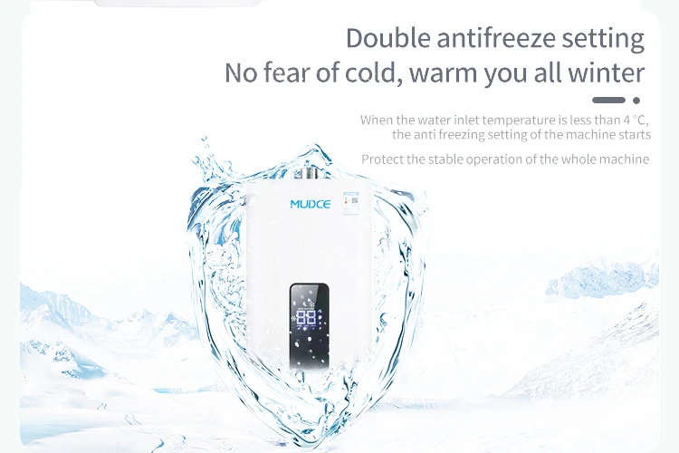 Modern novel design 13L 35W fast heating touch screen operation tankless gas water heater for shower