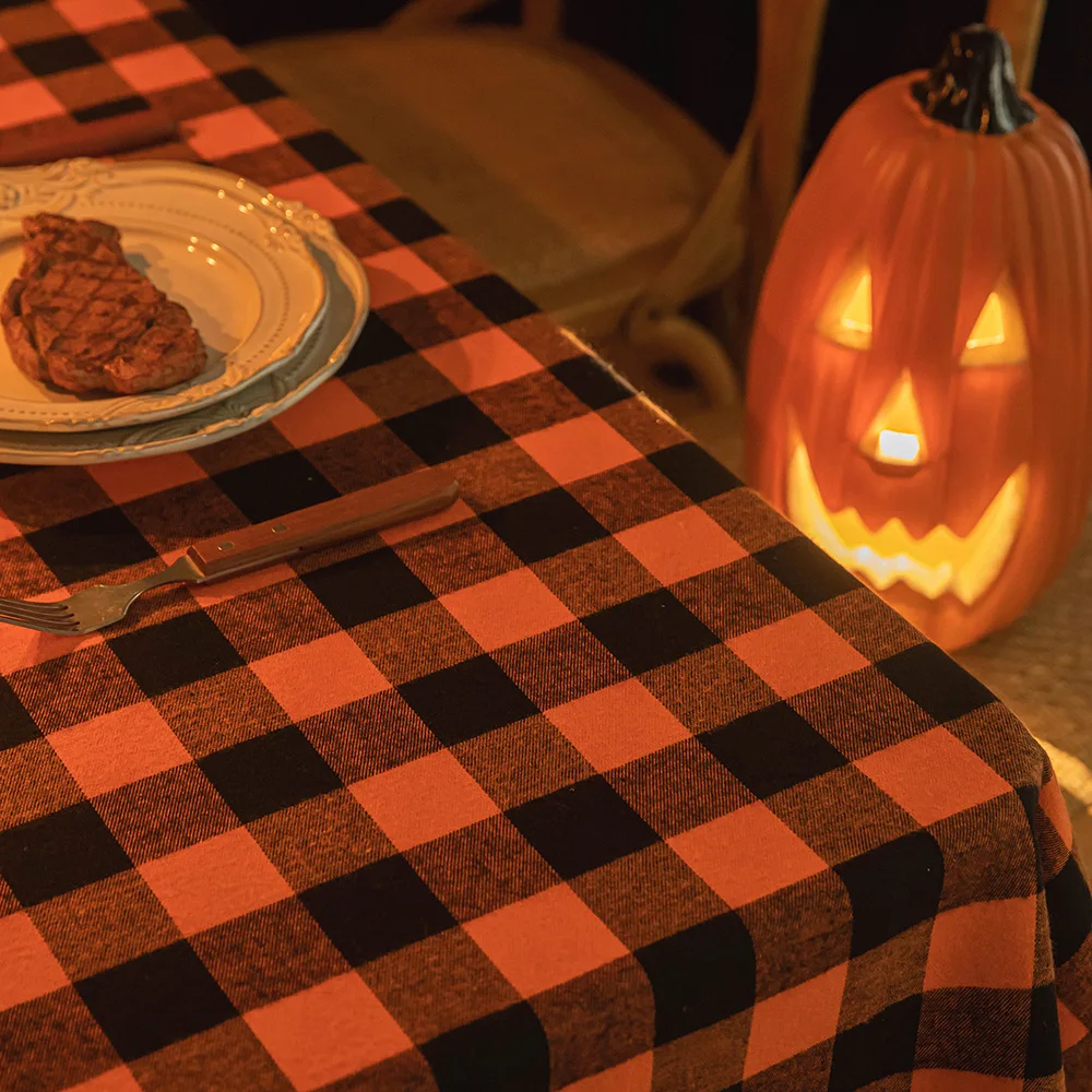 wholesale Halloween Elements decor simple checkered design tablecloth for party