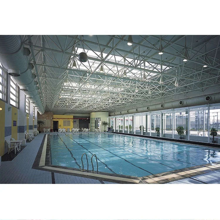 Prefabricated long span steel structure swimming pool metal roof