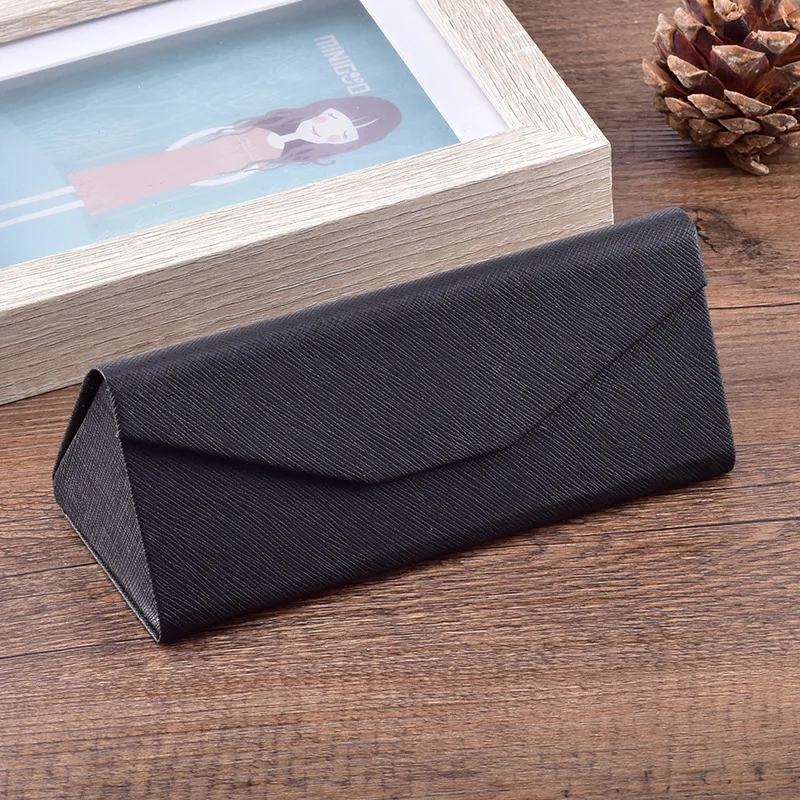 PU leather customized folded  foldable triangle glasses custom sunglasses eyewear case box spectacle case