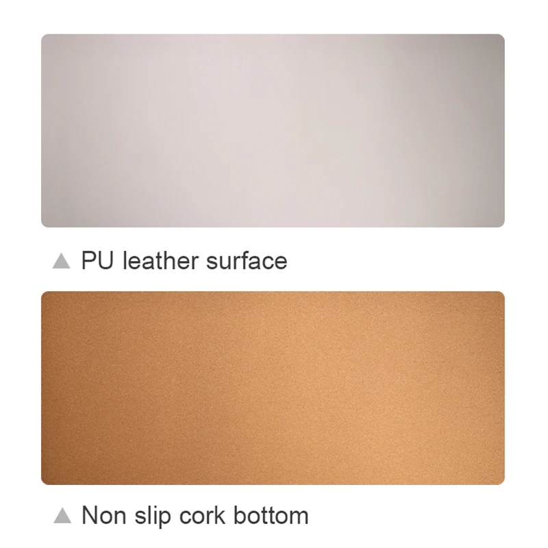 Gray Color Desk Mat Large Desk Pad Natural PU Leather Cork Mouse Pad