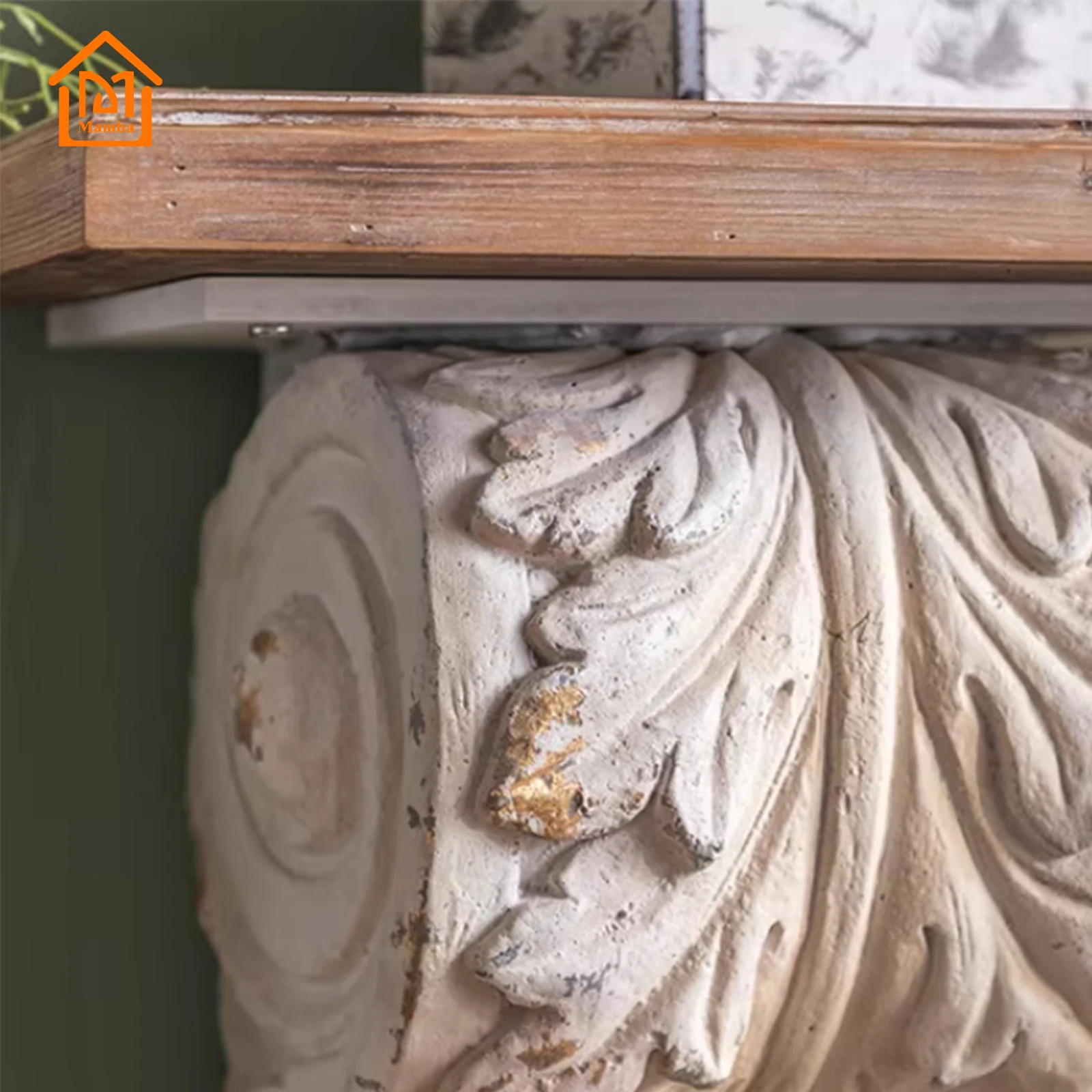 Retro Design Home Furniture Side Table Console Entrance Hallway Wood Console Table With White Carving Base