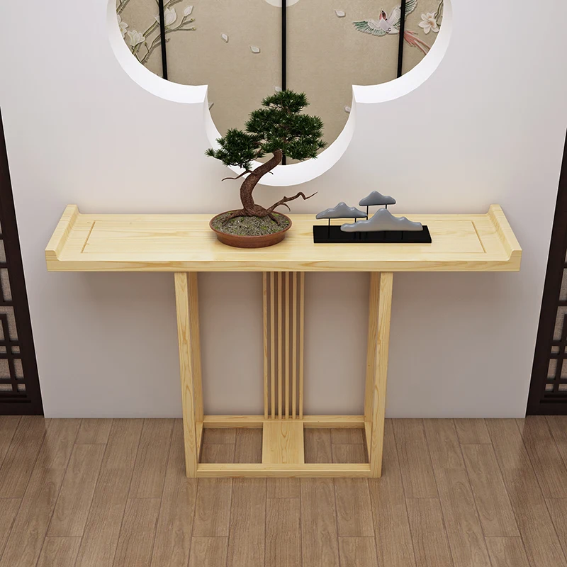 
New Chinese Style Entrance Table Against The Wall Modern Entry Narrow Table Simple Solid Wood Retro Entrance Hall Case 