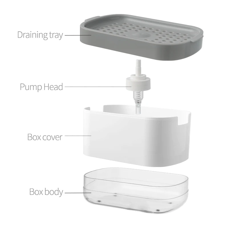 New Bathroom kitchen soap dispenser box dish wash sponge liquid pump sponge holder soap dispenser manual press