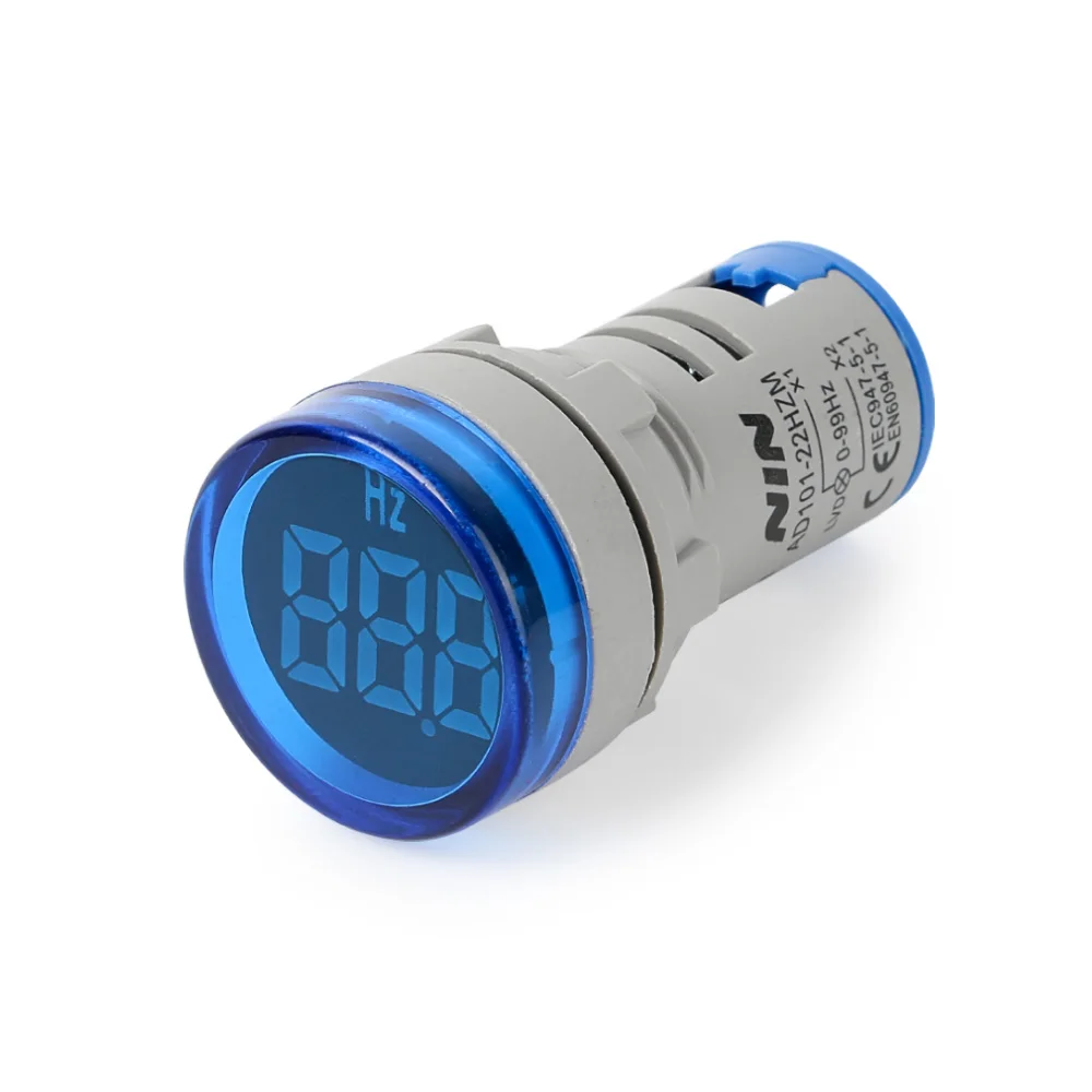 blue round 22mm frequency meter