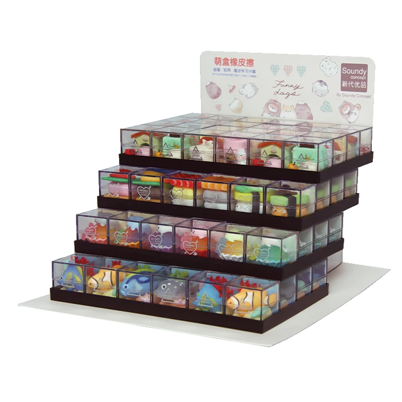 Hot sell wholesale Custom kawai Cute 3D pencil eraser for children Tea cup pet fish seal sushi shape PVC Rubber eraser for kid