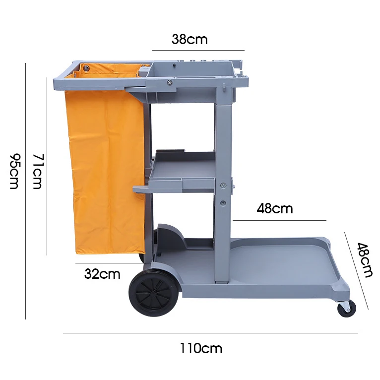 Hotel Plastic Service Cleaning Trolley Janitorial Trolley Cart Multifunction Cleaning Cart For Hospital