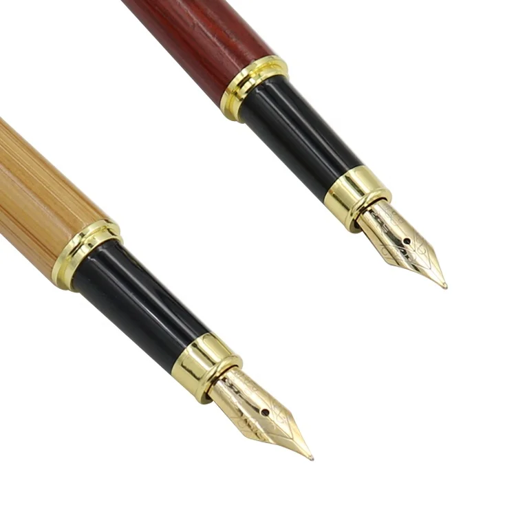 Luxury wooden fountain pen high quality natural Bamboo rose wood  gold trim fountain gift pen