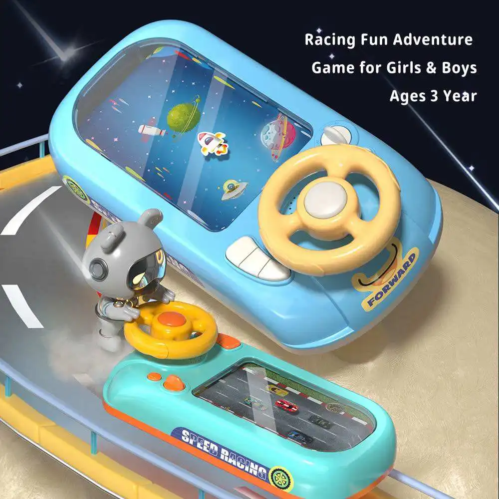 Multi Modes Steering Wheel Adventure Game Car Driving Simulator Toy Educational Interactive Handheld Gaming Console with sound