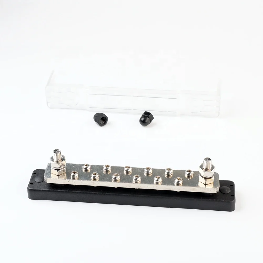 12-way flexible dc battery busbar electric copper bus bar insulator terminal block with cap