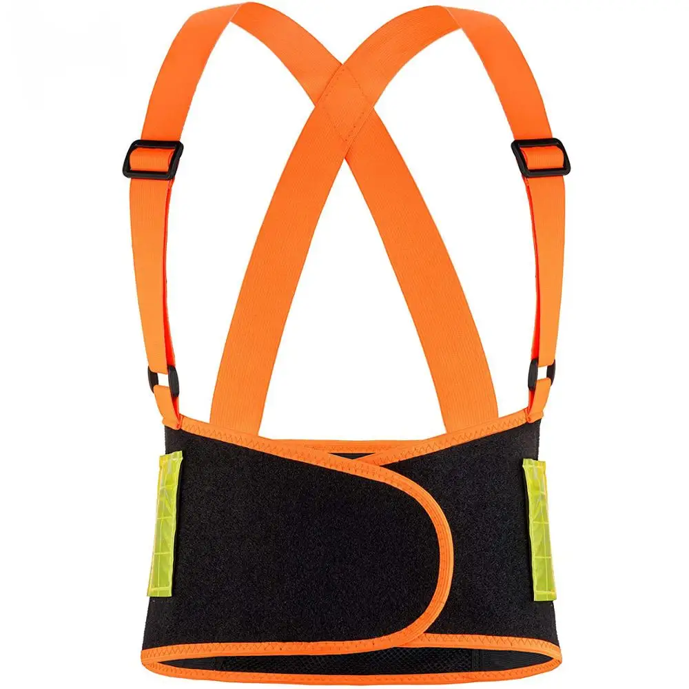 Reflective adjustable waist lumbar back support belt