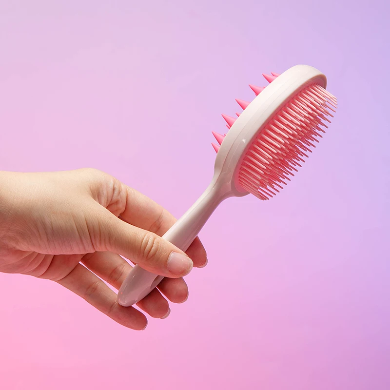 Handheld Double-Sided Shampoo Brush Hair Massager Scalp Silicon Hair Cleaning Brush Massage Hairbrush Custom Logo for Spa