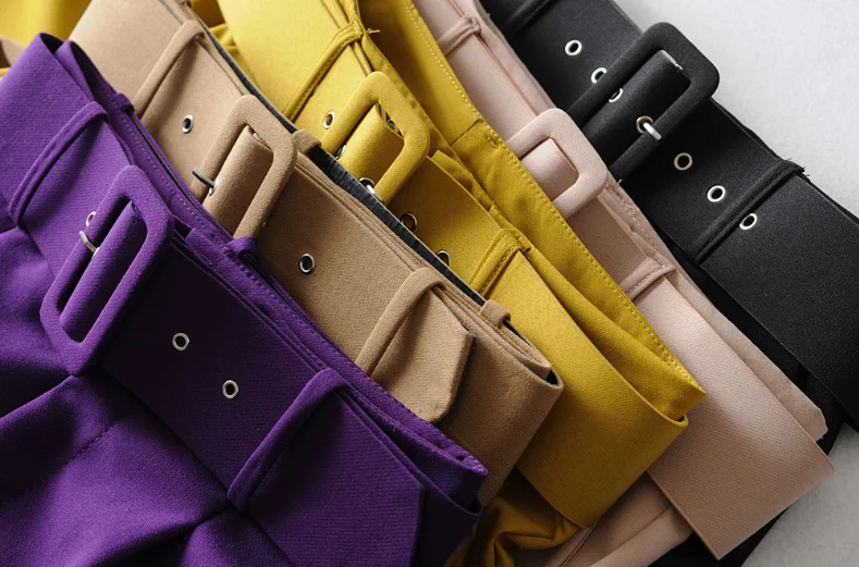 fashion ankle length woman straight trousers woman high rise belted pants