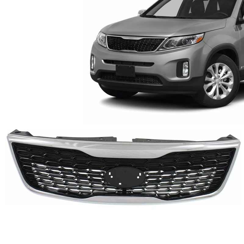 auto car body exterior accessories spare parts front bumper cover upper chrome grille assembly for KIA SORENTO 2014-2015