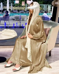 islamic muslim dubai qatar shiny pearl abaya with inner set designs dubai 2 piece abaya sets