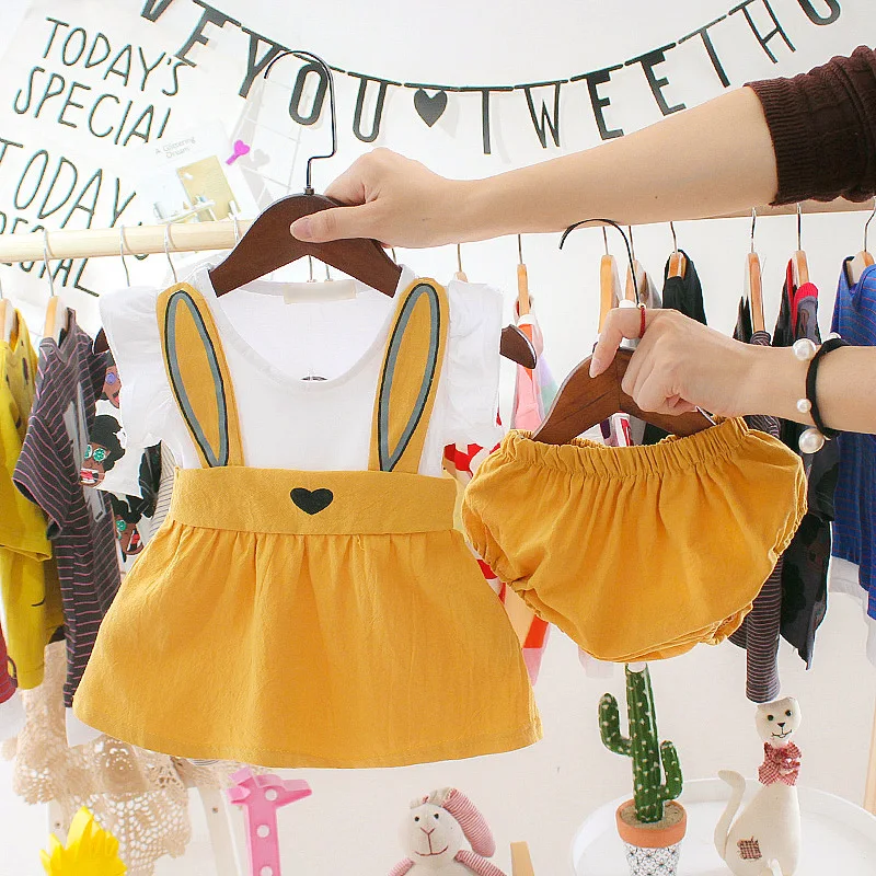 Infant Korean version cute baby girl female anti-glare toddler panties suit baby summer dress