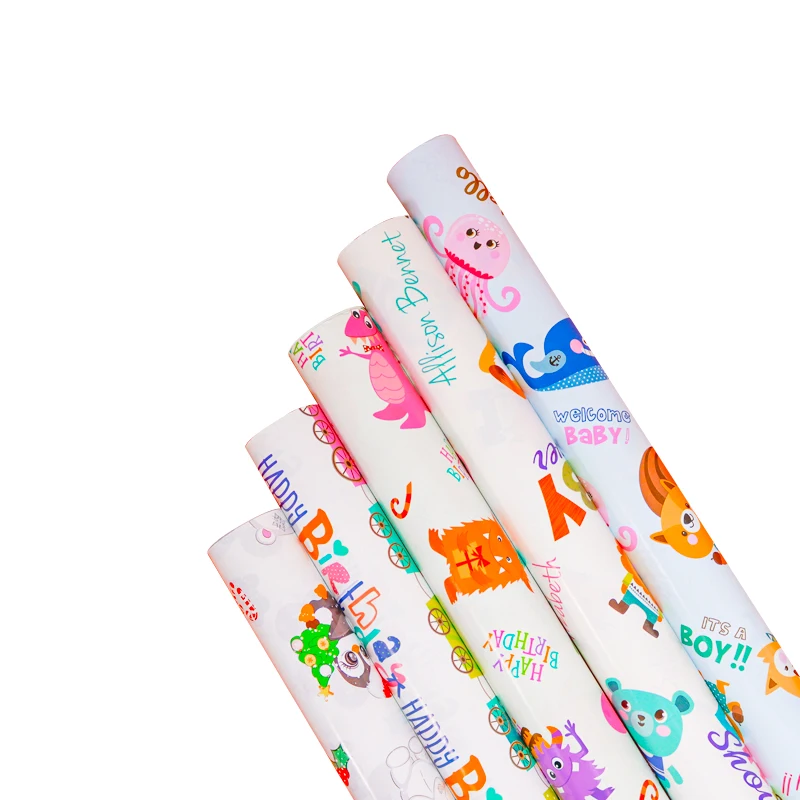 Factory Direct High Quality Gift Wrapping Paper Designer Cartoon Series Roll Packaging Paper