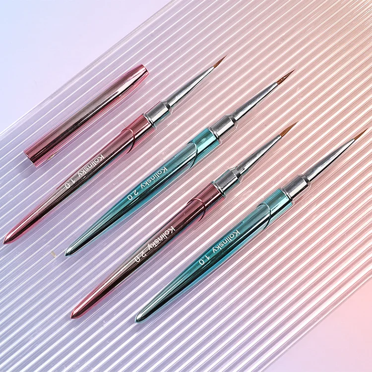 Free Logo Kolinsky Hair Liner Halo Dye Metal Watercolor Pen Nail Shop Watercolor Special Tool Premium Flower Painting Nail Brush