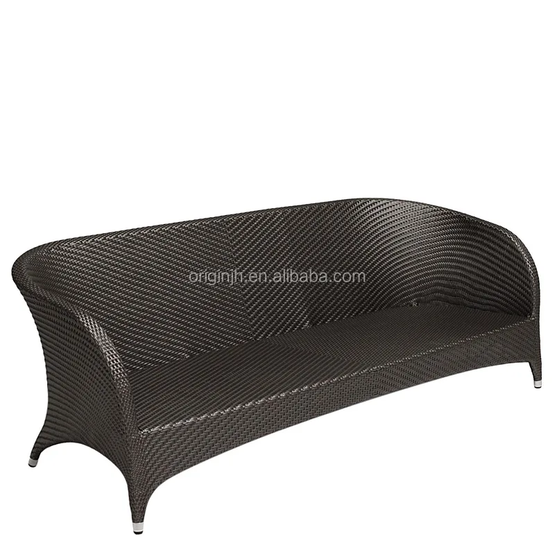 5 piece resort hotel resin wicker armchairs and coffee table furniture plastic Curved rattan outdoor sofa set