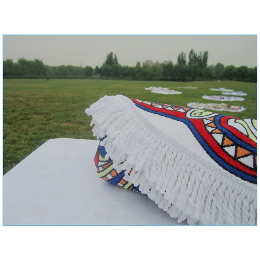 Wholesale 100% Microfiber Beach Towels Custom Design Printed 150*150cm Round Beach Towel With Tassel