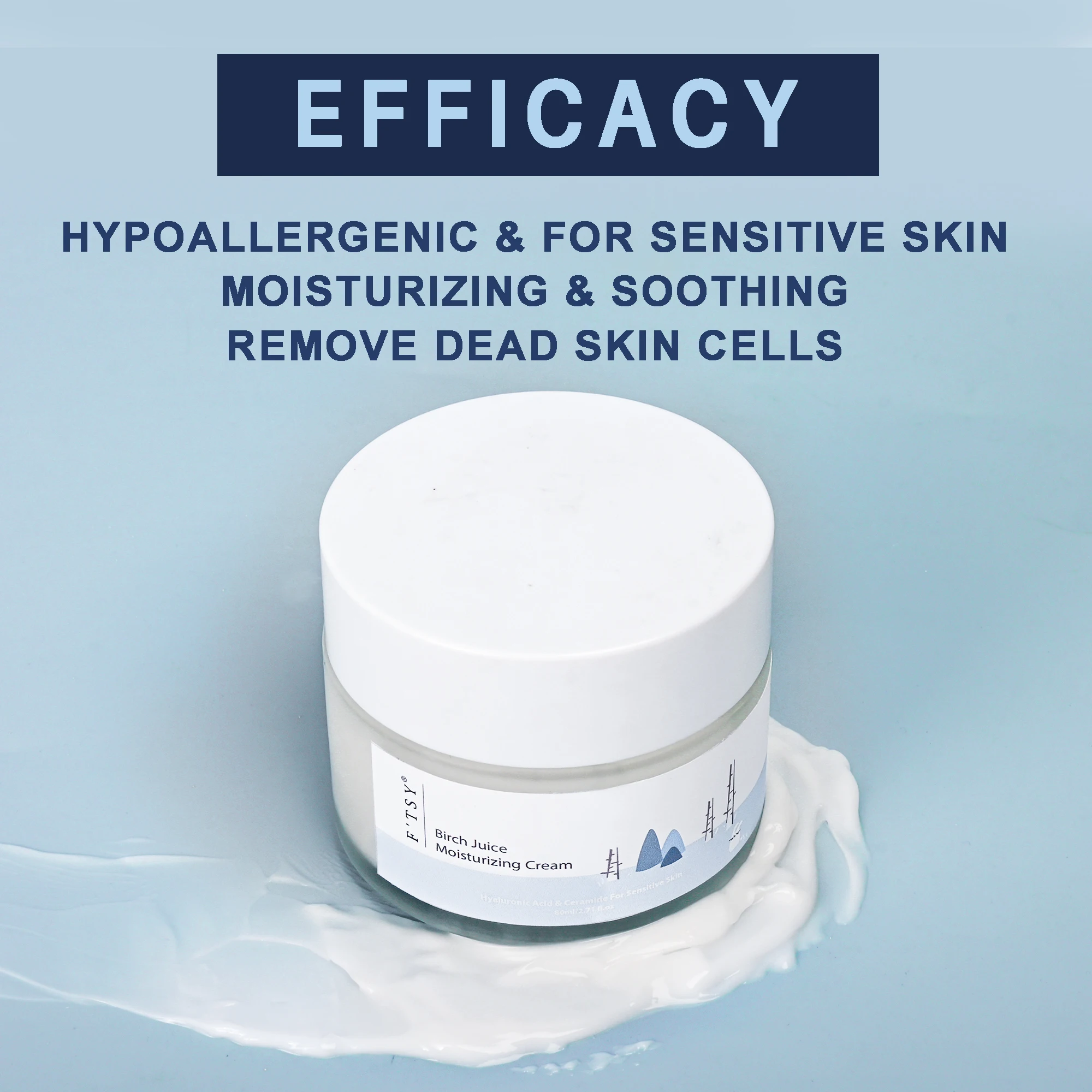 OEM Private Label Natural Birch Juice Moisturizing Cream Soothing Hypoallergenic Face Cream For Sensitive Skin