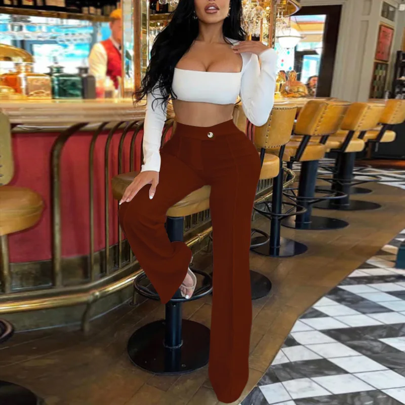 2024 New Arrival Casual Autumn Commute Flared Pants Versatile Fashionable Trousers Women Clothing