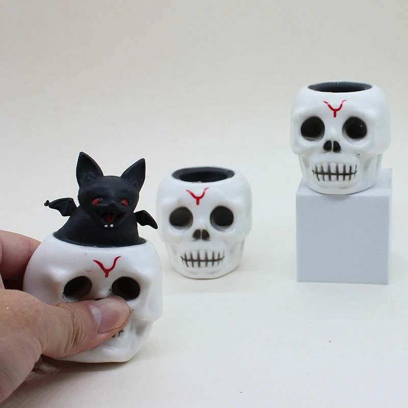 New Light up Halloween Toys Funny Halloween Skeleton Squishy Squeeze Glow Fidget Toys for Kids and Adults