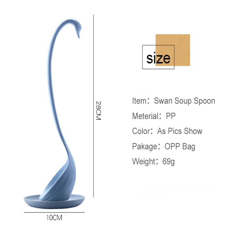 
Soup Creative Wheat Straw Tableware Dinnerware Swan Long Handle Multifunction Spoon Kitchen Tools 