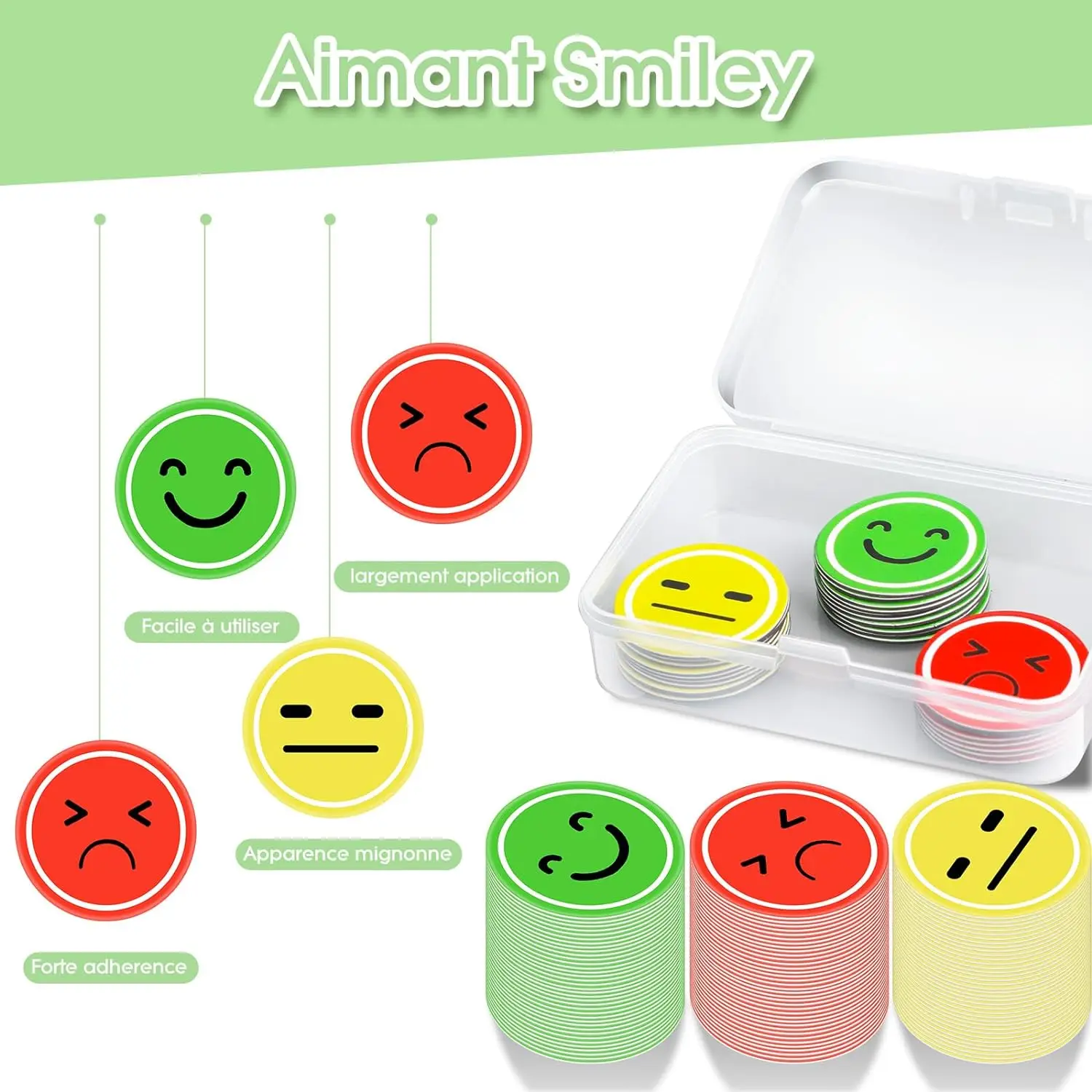 2024 Hot Sale Smiley Face Magnets Die Cut round Plastic Rubber Logo for Whiteboard Fridge Kitchen Home Souvenir Gifts Factory