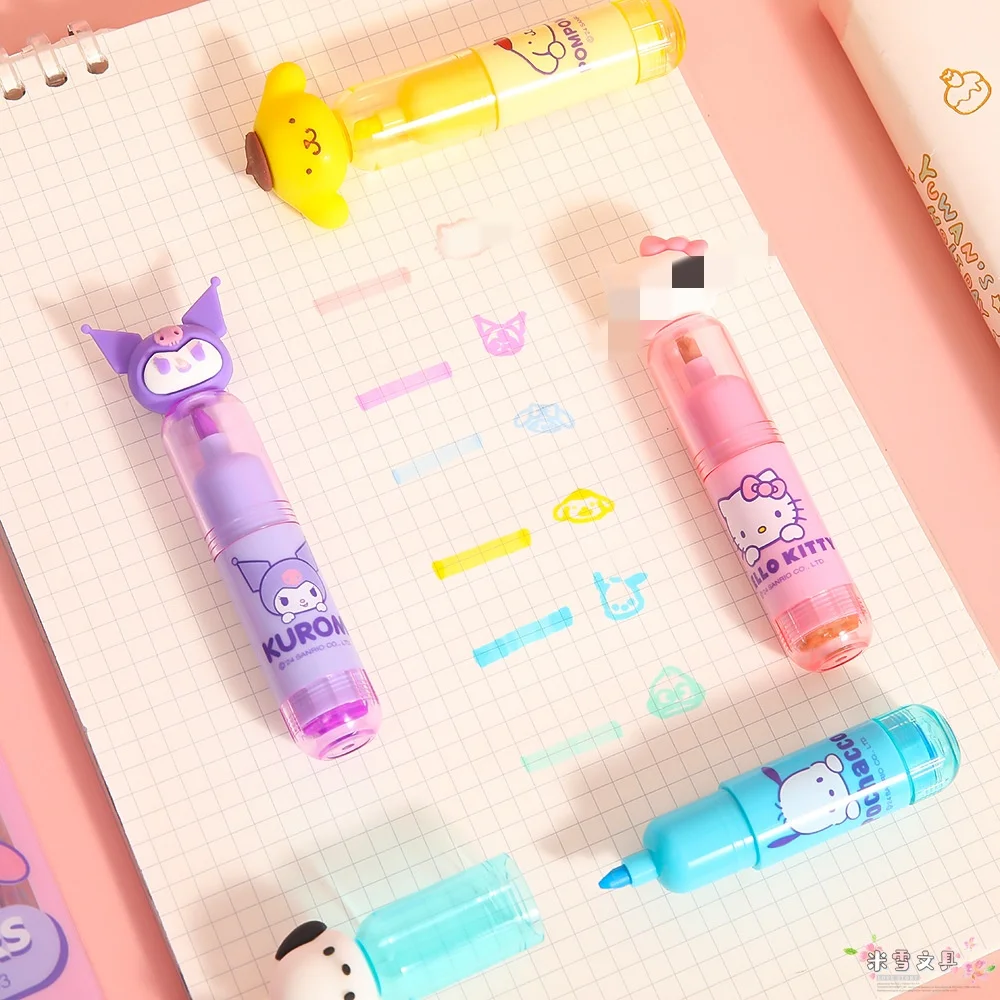 DHF1029 Wholesale cartoon Kuromi Melody Seal drawing fluorescent pen Pochacco student highlighter kawaii marker pen with stamper