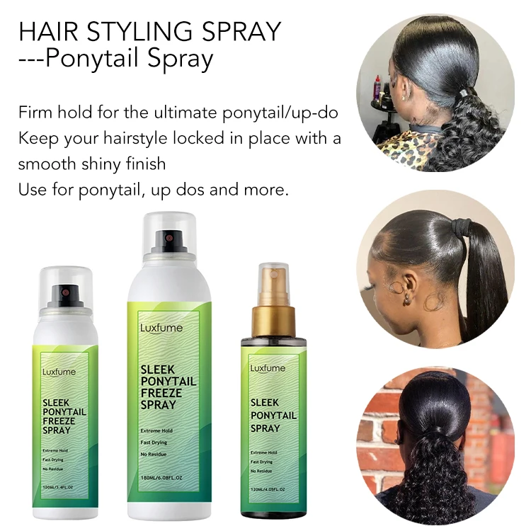 Private Label Ponytail Freeze Spray Strong Hold Styling Aerosol Hair Holding Spray For Ponytails