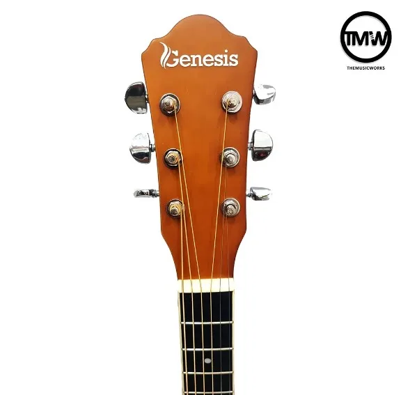 Natural Wooden Color Genesis 37 Acoustic Guitar 37-Inch Steel String for Intermediate Regeneration in Music School Yoga Pilates