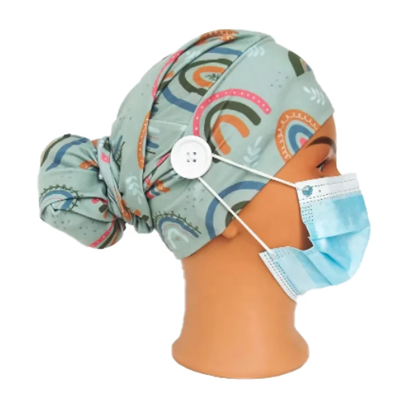 Vadulyer Wholesale Etsy hot selling nurses Scrub Cap with Buttons Ponytail hat Surgical Hair Covering pattern