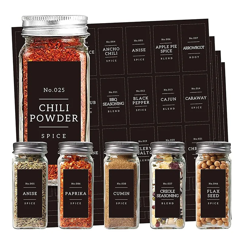 Customized Home Restaurant Kitchen Coffee Shop Seasoning Food Stickers Packaging Labels UV Printed Waterproof Spice Labels